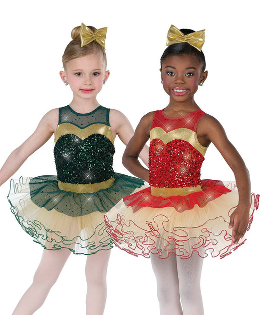 H688 Christmas Without You – Red & Green Holiday Tutu Dress for Dance Recitals