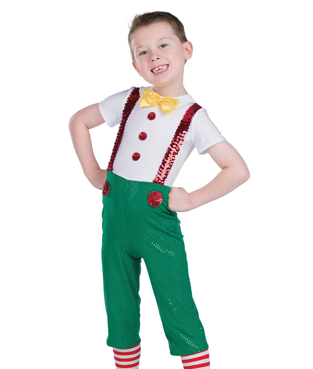 H651 Toys Toys Toys Guy – Boys’ Holiday Elf Dance Costume with Sequin Suspenders and Bow Tie