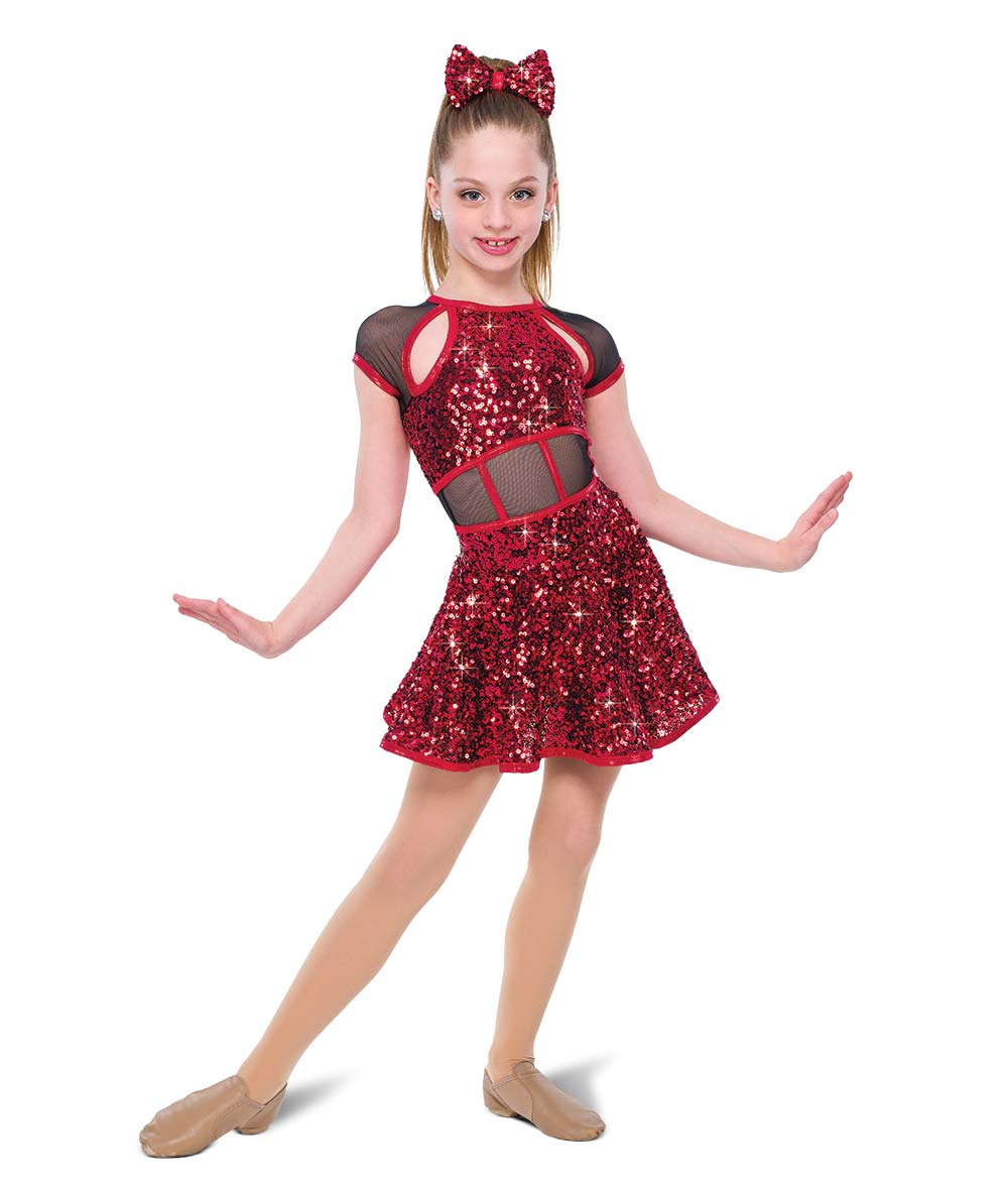 26243 I Don’t Wanna Wait – Sparkle Mesh Dance Dress with Foil Trim & Sequin Skirt