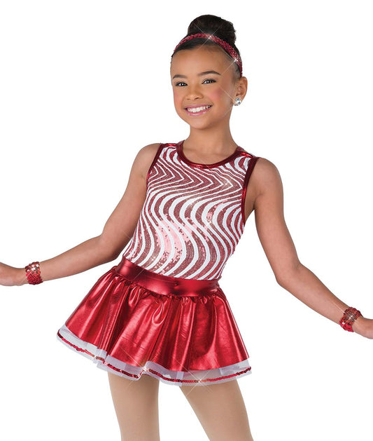 H687 Candy Cane Dreaming – Holiday Sequin Shortall Dress with Red Swirl and Sparkle Accessories