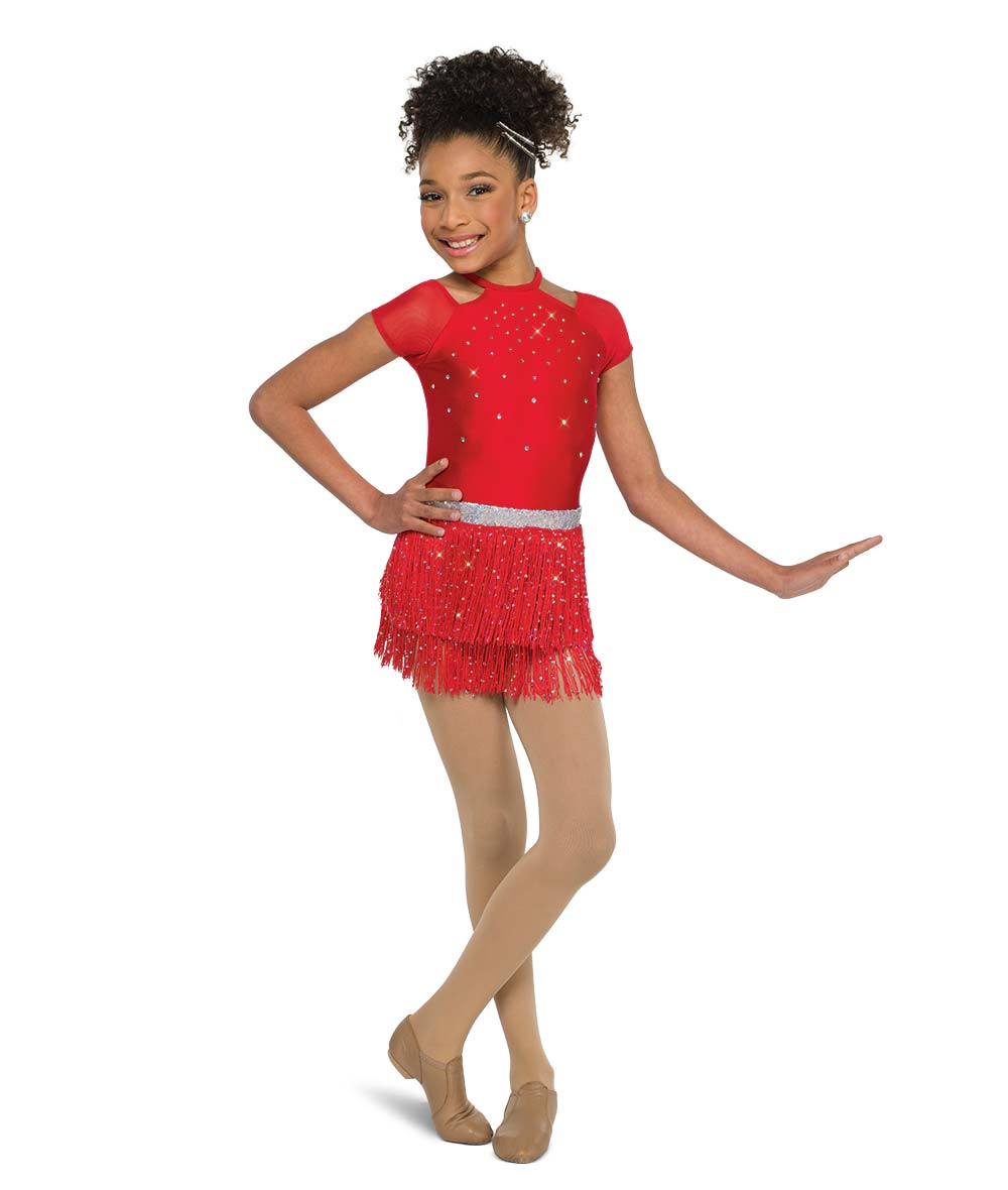 26166Y Freedom of the Night – Rhinestone Leotard with Sequin Fringe Skirt & Belt