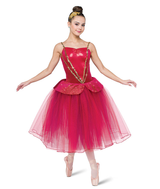H703 Experience Romantic – Burgundy Romantic Tulle Ballet Dress with Sequin Trim for Holiday Performances