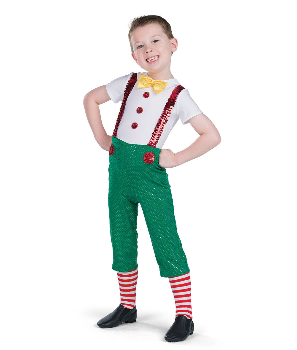 H651 Toys Toys Toys Guy – Boys’ Holiday Elf Dance Costume with Sequin Suspenders and Bow Tie