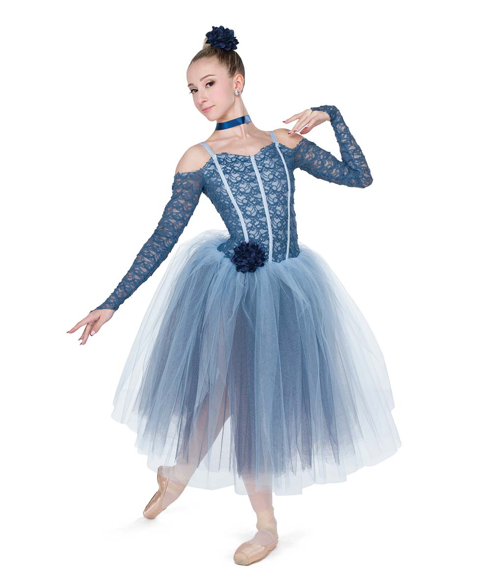 A Wish Come True 26348 L’Inverno – Floral Lace Ballet Costume with Long Sleeves and Tulle Tutu MC / 71 Light Blue
