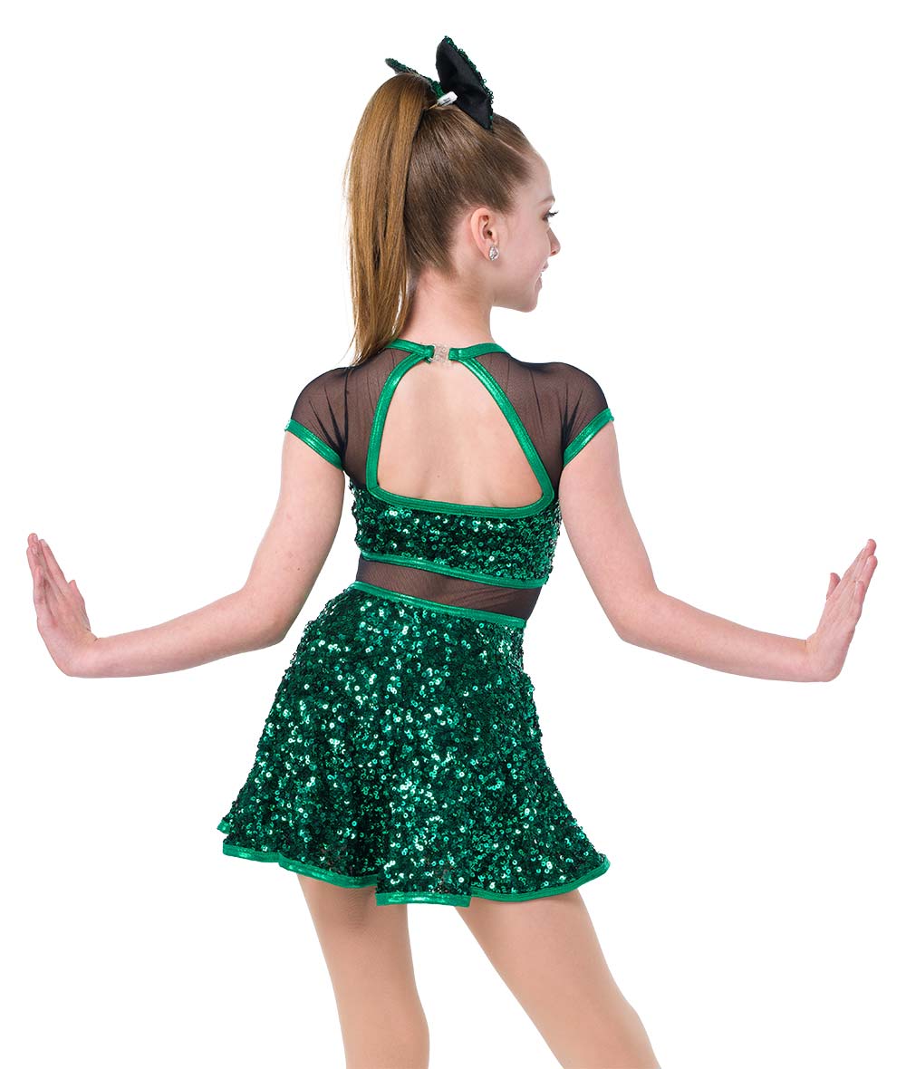 26243 I Don’t Wanna Wait – Sparkle Mesh Dance Dress with Foil Trim & Sequin Skirt