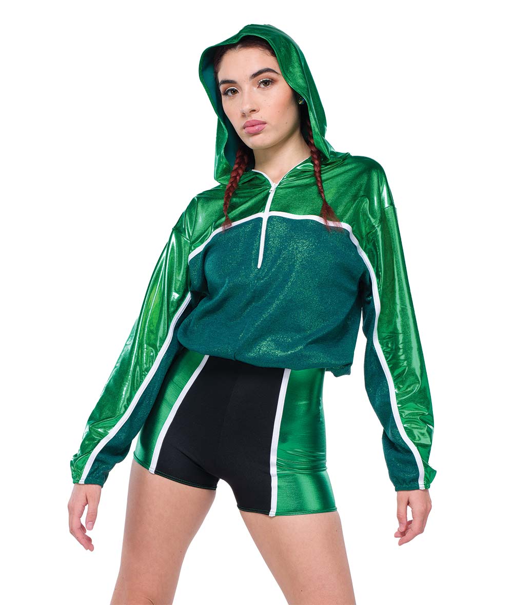 26194 Scream and Shout – Foil Hoodie & Cami Shortall Dance Set