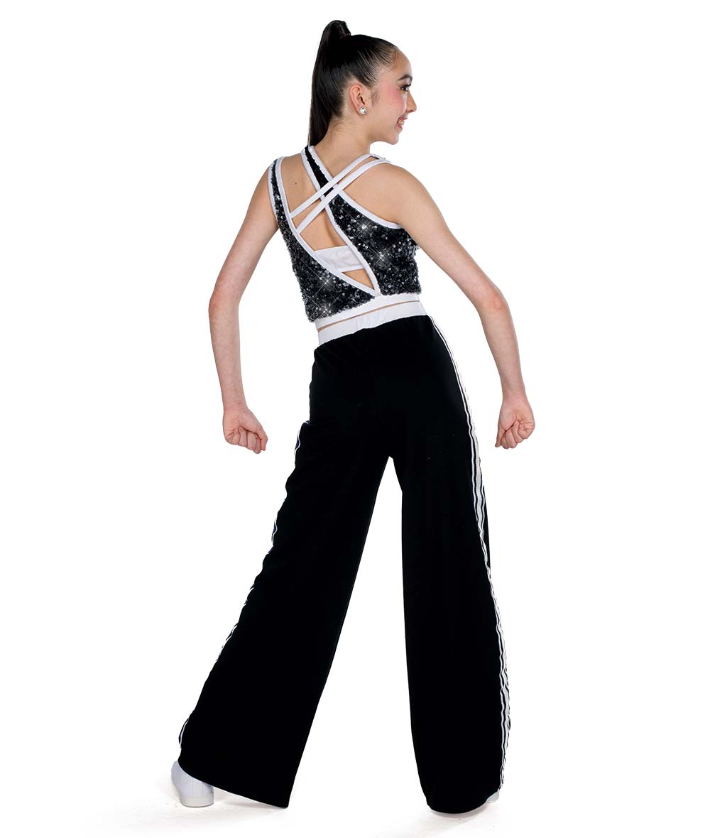 26352 Young and Foolish – Sequin Crop Top & Striped Wide Leg Pants Set
