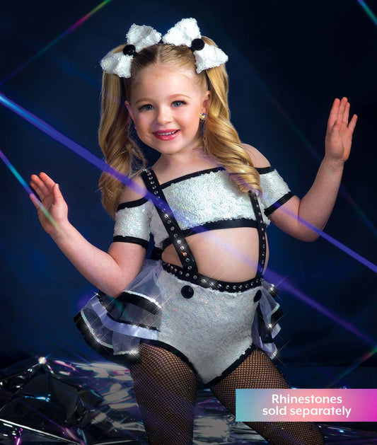 C118 Apt – Paillette Sequin Spandex Dance Costume Bra Top & Twirl Panty with Back Bustle for Competition, Recital & Stage Performance