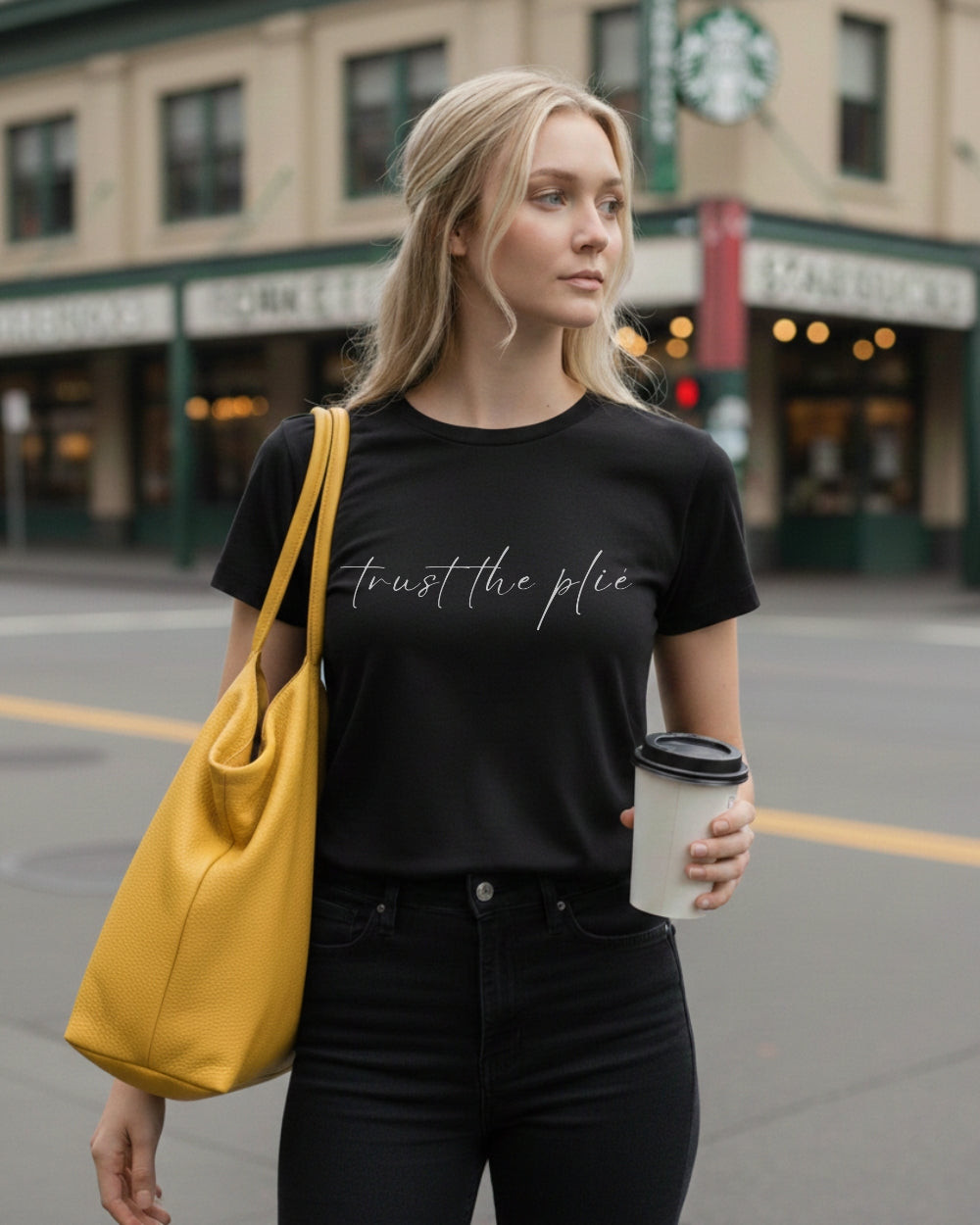 aurent. Unisex Ballet T-Shirts｜trust the plié（Black）