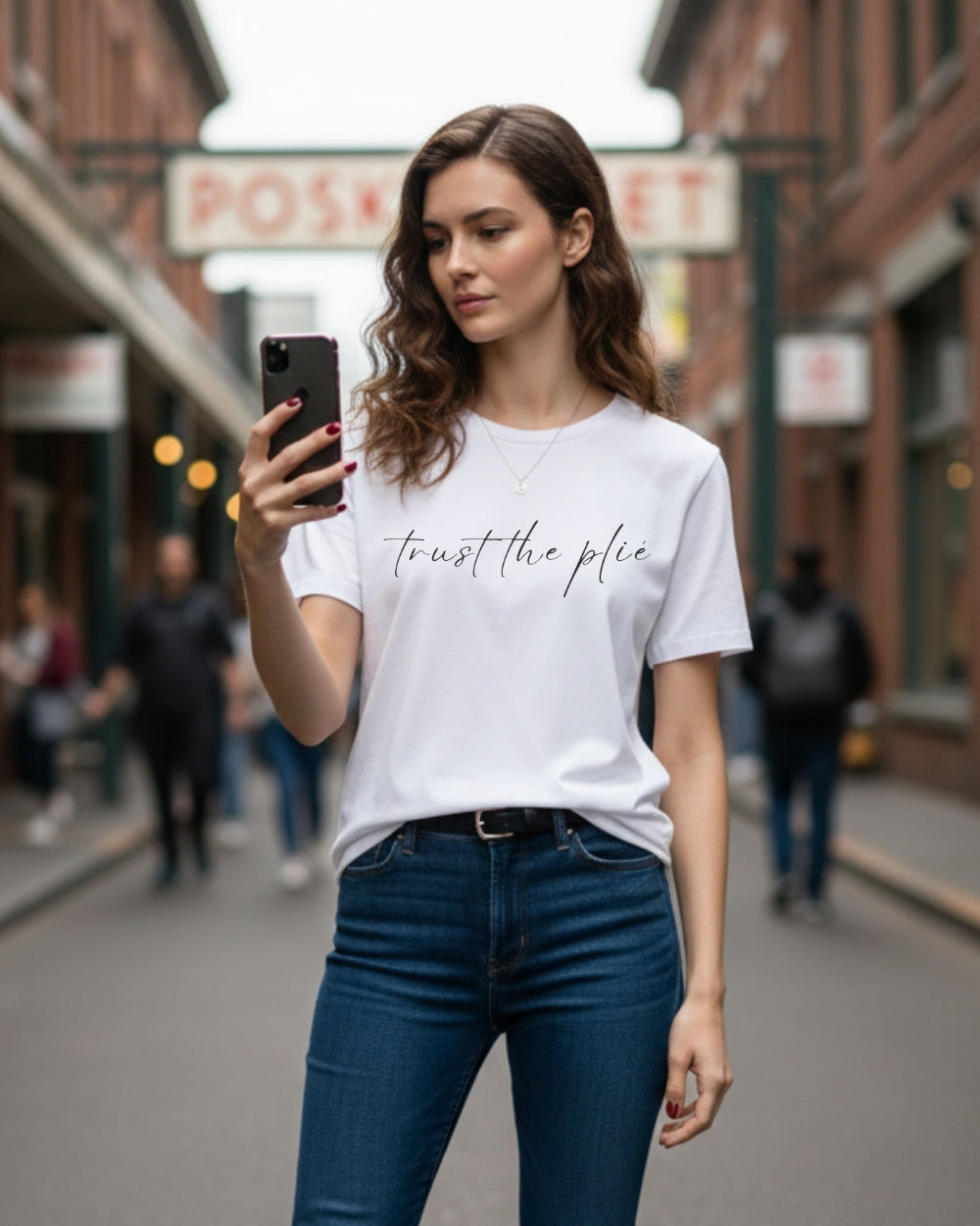 aurent. Unisex Ballet T-Shirts｜trust the plié（White）