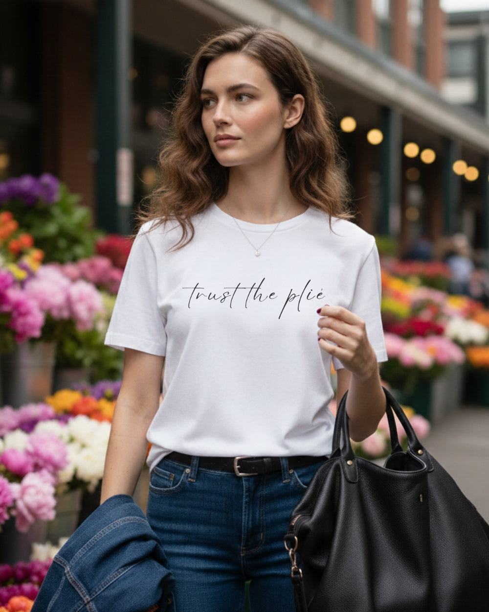 aurent. Unisex Ballet T-Shirts｜trust the plié（White）